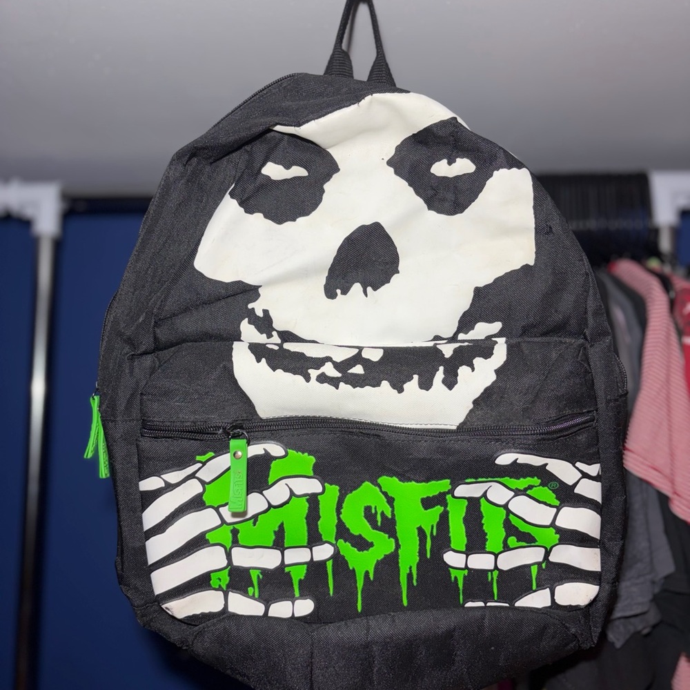 Black and Green Misfits Backpack Y2K Era